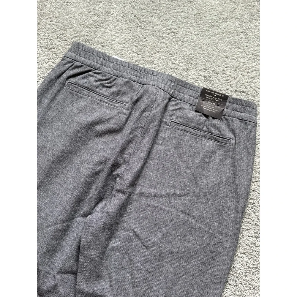 Banana Republic Mason‎ Athletic Tapered Pants Mens 34x30 Grey Elastic Waist NEW